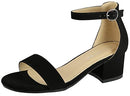 B09Q4LYXK8 Lucky Top Girls Dress Sandal Low Heel Ankle Strap, Black, Size 1 - Brand New
