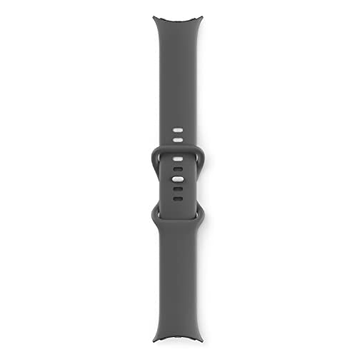 GOOGLE PIXEL WATCH LTE POLISHED SILVER STAINLESS CHARCOAL ACTIVE BAND - Like New