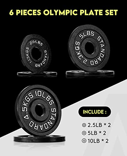 ABOVEGENIUS CAST IRON 2-INCH OLYMPIC WEIGHT PLATES, 35LBS, AG-OPS35 - BLACK - Like New