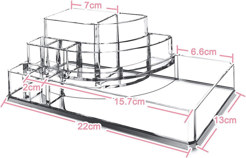 HOME COLLECTION CLEAR ACRYLIC MAKEUP ORGANISER (STYLE F) - CLEAR - Brand New