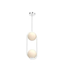 SeeU Chrome Pendant Lighting Fixture Globe Glass Lampshade 2-Lights - Brand New
