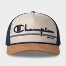 CHAMPION ADULT TRAVIS FAUX SUEDE AND CORDUROY BASEBALL HAT - BROWN/NAVY/WHITE - Brand New