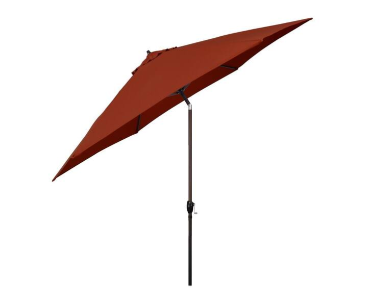ASTELLA 11 FT ALUMINUM MARKET PATIO UMBRELLA CRANK LIFT PUSH-BUTTON TILT - BRICK - Like New