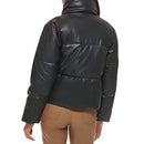 LEVI'S WOMEN'S VEGAN LEATHER QUILTED SHORT PUFFER JACKET - WOMEN M - BLACK - Brand New