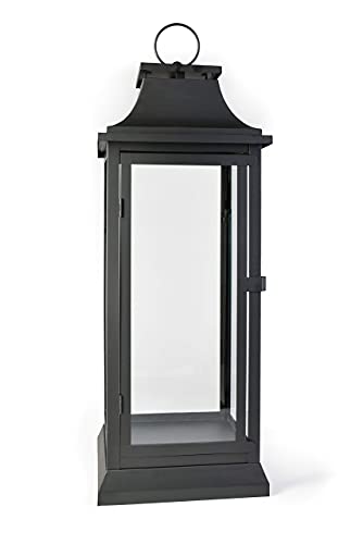 Serene Spaces Living 25" Tall Black Decorative Hurricane Lantern - Black - Like New