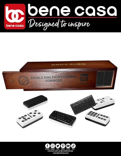 Bene Casa Professional Double-9 Domino Set with Elegant Wooden Box - Like New