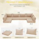 HOMREST CUSHIONS FOR OUTDOOR FURNITURE,6 SEAT RATTAN WICKER SECTIONAL - KHAKI - Like New