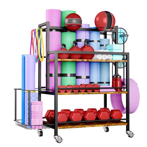 Easycom Home Gym Storage 4 Tier Large Capacity Rack for Dumbbells - BROWN - Like New