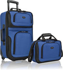 US TRAVELER RIO LIGHTWEIGHT CARRY-ON SUITCASE 20" SOFTSIDE EXPANDABLE - BLUE - Like New
