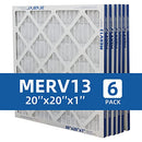 LGMLEKEN 20x20x1 MERV 13 AC Electrostatic Folding Air Filter 6 Pack - White - Brand New