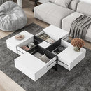 BITUMAN MODERN SQUARE COFFEE TABLE EXTENDABLE SLIDING TABLETOP WF305182AAK WHITE - Like New