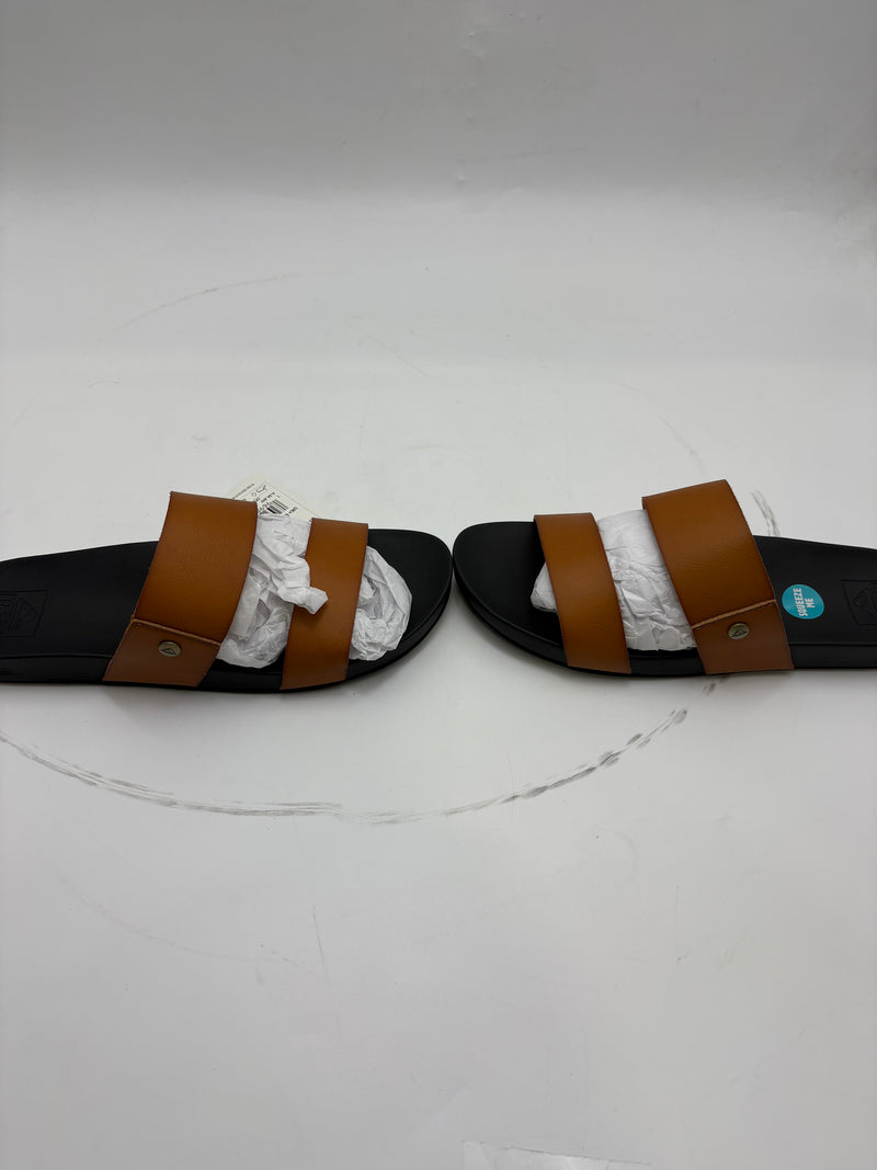 REEF CUSHION VISTA SANDALS - SIZE: WOMEN 8.5 - COGNAC/BLACK - Brand New