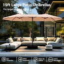 PHI VILLA 15ft Large Patio Umbrellas with Base Included, Outdoor Double-Sided - Like New