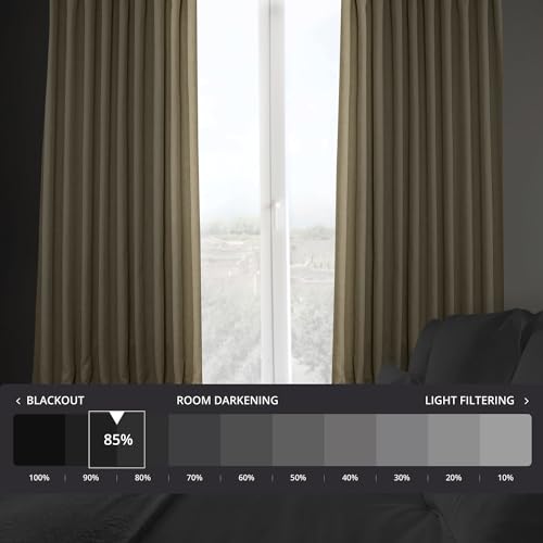 HPD Half Price Drapes Faux Linen Curtains 100"W X 108"L Nomad Tan - Like New