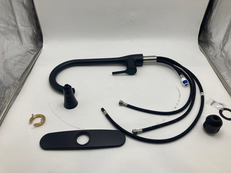 FLOW BY BEMIS FLOW CLASSIC SERIES SINGLE-HANDLE PULL-DOWN FAUCET - MATTE BLACK - Like New