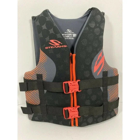 STEARNS FLOTATION AID TYPE III PFD SKI VEST ADULT, S/M, BLACK, 2000022958 - Like New