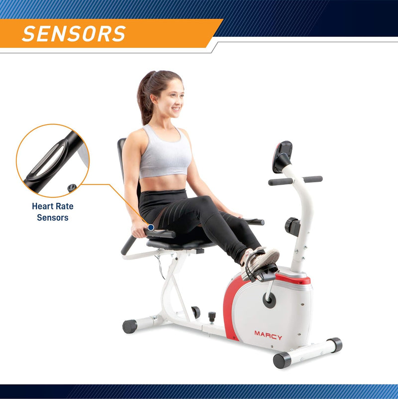 Marcy Recumbent Exercise Bike with Magnetic Resistance NS-908R - White - Like New