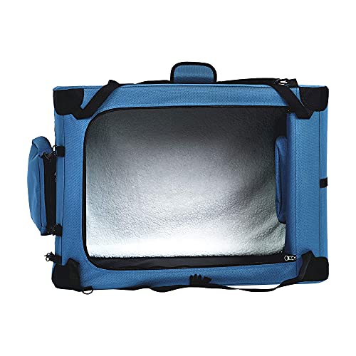 AMAZON BASICS FOLDING PORTABLE SOFT PET DOG CRATE CARRIER KENNEL - BLUE - Like New