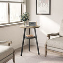 CubiCubi Round End Table, Wooden Shelves, 2-Tier Rustic Vintage Table - Greige - Brand New