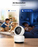SWANN 3K INDOOR PAN TILT WIFI SECURITY CAMERA 5MP PLUG-IN HOME 2 PACK WHITE - Like New