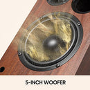 Saiyin Bluetooth Bookshelf Speakers Record Player Standard Speaker Out - BROWN - Like New