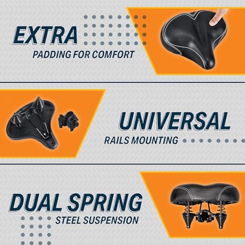 BIKEROO WIDE CRUISER SADDLE COMFORT SEAT FITS INDOOR OUTDOOR BICYCLES - BLACK - Like New
