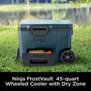 NINJA FROSTVAULT™ 45 QT WHEELED COOLER WITH DRY ZONE - LAKESHORE BLUE - Like New