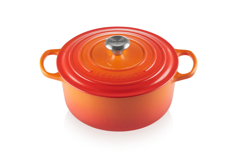 Le Creuset Enameled Cast Iron Signature Round Dutch Oven, 5.5 Quart, Flame Like New