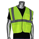 SAFETY WORKS CLASS-2 SAFETY VEST POLY LIME GREEN REFLECTIVE STRIPES LARGE - Brand New