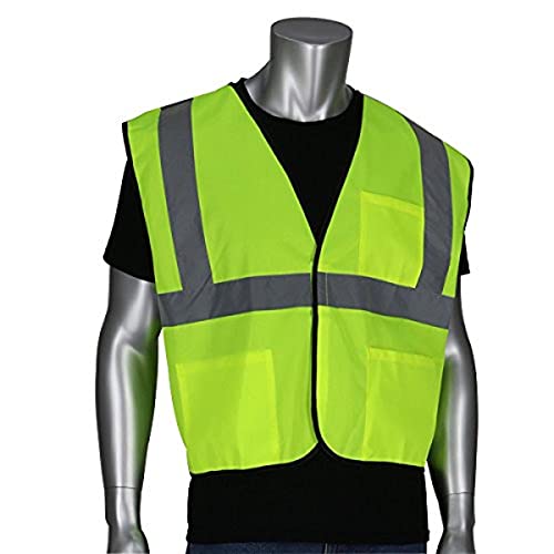 SAFETY WORKS CLASS-2 SAFETY VEST POLY LIME GREEN REFLECTIVE STRIPES LARGE - Brand New