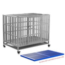 FOQUALY COLLAPSIBLE STAINLESS STEEL DOG CRATE - 37" - STAINLESS STEEL - Like New