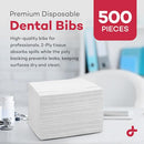 Dealmed Disposable Dental Bibs 13.5"x18" 2-Ply Tissue/Poly Case of 500 - White - Brand New