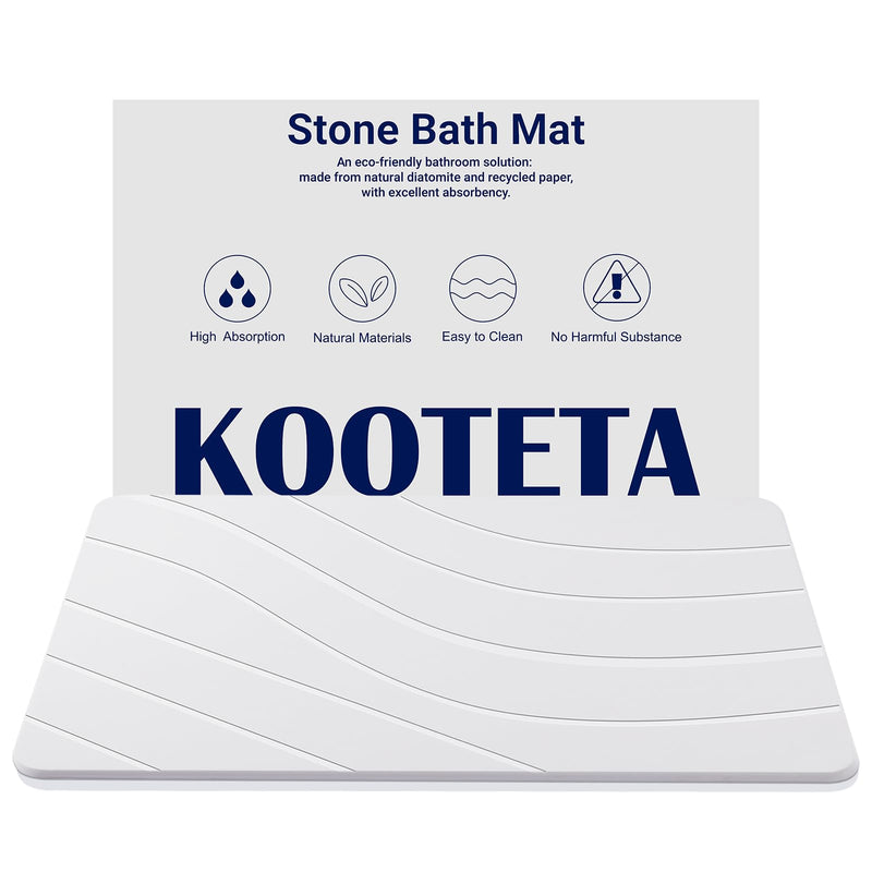 KOOTETA STONE BATH MAT DIATOMACEOUS EARTH SHOWER MAT NON-SLIP SBM-BL-W - WHITE - Like New