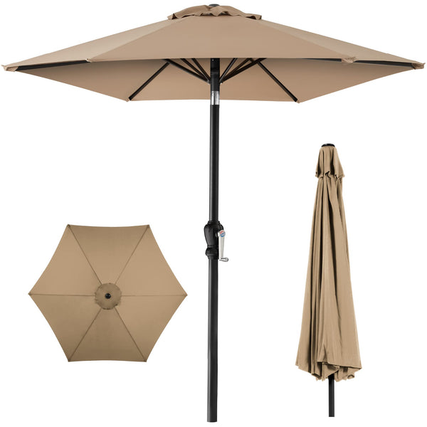 Best Choice Products 10ft Outdoor Steel Polyester Patio Umbrella - Tan - Like New