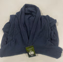BLUE ICE PREMIUM MEN'S LOOSE FIT WAFFLE KNIT HENLEY PULLOVER HOODIE - 3XL - NAVY - Brand New