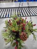 WICKER PARK 18" UNLIT BERRY & PINECONE HANGING BASKET - Scratch & Dent