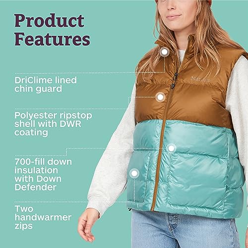 MARMOT Women's Guides Down Vest Hazelnut/Blue Agave XL - Brand New