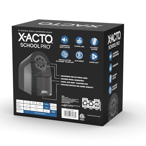 X-ACTO PENCIL SHARPENER, SCHOOLPRO ELECTRIC HEAVY DUTY 1 COUNT - BLACK - Like New