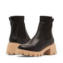 HAYL02S1 STEVE MADDEN Women Lug Sole Ankle Boot Black/Tan Size 10 - Like New