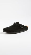 N660473 BIRKENSTOCK Unisex Boston Soft Footbed Clogs, Black Suede, Size 41 - Like New