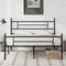 NOVILLA QUEEN SIZE BED FRAME HEADBOARD FOOTBOARD 14" METAL PLATFORM - DARK BLACK - Like New