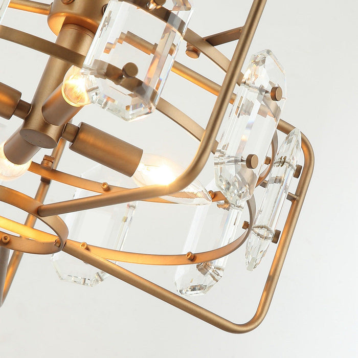 PARROT UNCLE 4-LIGHT GOLDEN OR BLACK MODERN CRYSTAL PENDANT LIGHT - GOLD - Like New