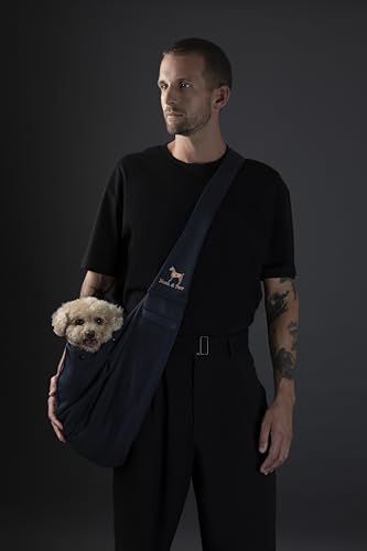 NOAH & PAW DOG SLING CARRIER FOR SMALL DOGS 5-18LB, PREMIUM TWILL - NAVY BLUE - Like New
