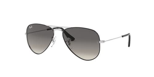 Sun Glasses Junior Metal Aviator Silver Black -50 - Like New