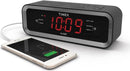 TIMEX DUAL ALARM AM/AF RADIO BUZZER LED DISPLAY USB CHARGE PORT - BLACK - Like New