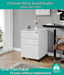 SISESOL 3 Drawer Mobile File Cabinet Under Desk Storage, Lock, 11" - White - Like New