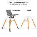 Dream On Me 252-LG Nibble Wooden Compact High Chair - Light Grey - Like New