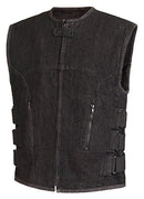 TEAM43003DNML True Element Men's Denim Vest Adjustable Side Straps Black L - Brand New