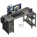 LUFEIYA L SHAPED GAMING DESK WITH DRAWERS STORAGE SHELVES 55 INCH CORNER - GRAY - Like New