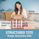 CLEVERMADE COLLAPSIBLE LUXE TOTE - REUSABLE GROCERY TOTE RED CHECKER - Brand New